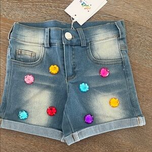 Lola + The Boys Denim Shorts with Colorful Gem Accents